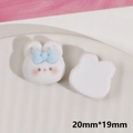 Detailed macro view showing the front and back of a 20mm cartoon flocked rabbit DIY accessory - White Rabbit Head