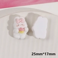 Detailed front and back views of flocked rabbit charms with 25mm*17mm size labels - White Rabbit
