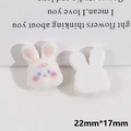 Detail of white flocked rabbit charms with dimensions 22mm by 17mm for DIY jewelry - White Long-Eared Bunny