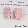 Detail of pink flocked bunny resin accessory with blue overalls and 25mm size markings - Pink Rabbit