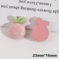 Detailed macro view of pink flocked fruit DIY resin accessory showing 23mm size - Pink Fruit