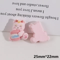 Détail de l'accessoire chat en résine rose floquée avec tasse à café, 25mm x 22mm - Bébé Dragon Tasse à Café (6#)