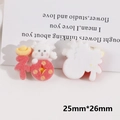 Detailed macro view of 25mm red lucky charm DIY resin flatback for jewelry craft - 4# Red Large Fu Character Dragon Baby Style