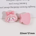 Pink flocked girl charm for DIY hair clips 22mm x 21mm showing front and back detail - Light Pink Bow Girl