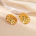 Paio di grandi orecchini d'oro vintage con trama intrecciata e finitura in metallo 18k - Stile Texture a Catena Piatta (0361)