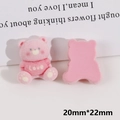 Detail showing the front and back of a pink flocked bear DIY accessory with Love text - Light Pink LOVE Bear