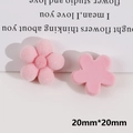 Detail of 20mm light pink flower DIY charms in flocked and smooth resin finishes - Light Pink 5-Petal Flower
