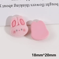 Detail of 18x20mm pink flocked rabbit resin charms for DIY hair accessories crafts - Light Pink Rabbit Head