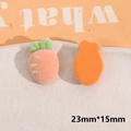 Macro view of flocking carrot DIY accessory showing front texture and 23mm*15mm dimensions - Carrot