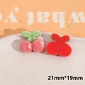 Detailed view of red flocked cherry DIY accessory with dimensions 21mm by 19mm - Red Cherry