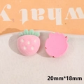 Macro detail of pink flocked strawberry resin charm for DIY hair clips 20mm by 18mm - Light Pink Strawberry