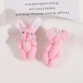 Pink plush rabbit charms for DIY accessories featuring a hanging loop design - Pink