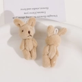 Detailed front and back view of light brown plush rabbit pendant with soft white loop - Brown