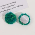 Détail de boutons en peluche verte de 25 mm avec dos en métal pour création de bijoux - vert foncé