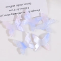 Detailed view of five iridescent blue and purple acrylic butterfly charms for DIY crafts - Large / Blue Pink