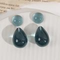Translucent blue resin earring charms in round and teardrop shapes for DIY jewelry - Teal