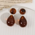 Translucent amber resin teardrop and round pendants for DIY earring making - Brown