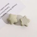 Vue macro de breloques étoiles en résine vert pastel brillant pour création DIY - Vert Gris