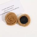 Detail of soft brown plush rose hair accessories with round black backing for DIY - Dark Coffee