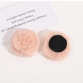 Detail of soft pink rabbit fur flower accessory with black backing for DIY hair clips - Light Pink