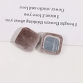 Detail view of 18mm square taupe flocked metal buttons for DIY jewelry accessories - Dark Purple
