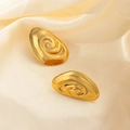 Orecchini a perno irregolari in acciaio al titanio placcati oro 18k con texture a spirale - Stile Vortice Tondo (0140)