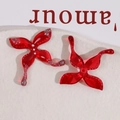 Detail van rode doorschijnende hars bloemen DIY-hangers met zilveren glitters op steen - Vlinderontwerp / Rood