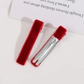 Détails de barrettes à cheveux en velours bordeaux avec base en métal antidérapante - Petit / Rouge