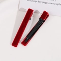 Détails de pinces à cheveux en velours bordeaux avec dents antidérapantes internes - Grand / Rouge