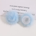 Light blue faux mink fur puff ornaments for nail art and DIY apparel accessories - Light Blue