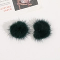 Paar dunkelgrüne 3,5 cm flauschige Nerzfellkugeln für DIY Haarschmuck und Accessoires - Dunkelgrün