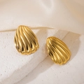 Dettaglio macro di orecchini a conchiglia dorati con strisce su superficie in pietra - Stile Texture Conchiglia (0539)