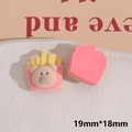 Detail shot of 19mm flocked bear fries charms for DIY phone cases and jewelry making - French Fries Bear