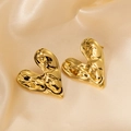 Orecchini a cuore irregolari placcati oro 18k con finitura materica effetto lava - Stile Cuore a Faccia Irregolare (0405)