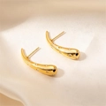 Orecchini in titanio placcato oro stile liquido irregolare con pietre di zircone - Stile Goccia d'Acqua con Intarsi in Zirconia (0090)