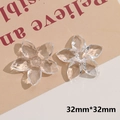 Macro detail of 32mm transparent acrylic five-petal flower charms for DIY jewelry making - Transparent Perforated Flower Style (B56-1-15-17)