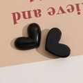 Glänzende schwarze 3D Herzanhänger aus Harz für DIY Schmuck und Handyhüllen Zubehör - Schwarz