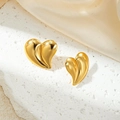 Elegant 18k gold plated heart-shaped stud earrings with a polished mirror finish - Polished Heart Stud Earrings (0129) / Gold