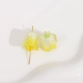 Detailed view of yellow gradient tulip resin charms with silver glitter for DIY jewelry - 1 Piece / Yellow