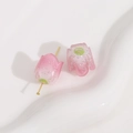 Macro shot of glittery pink gradient resin flower beads for DIY earring jewelry making - 1 Piece / Light Pink