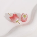 Macro shot of glittery pink gradient tulip resin beads with gold metal T-pin attachment - 1 Piece / Deep Pink