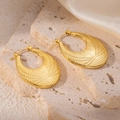 Orecchini a cerchio irregolari in acciaio al titanio placcati oro 18k con texture - Stile Texturizzato a Goccia d'Acqua (0585)