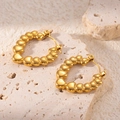 Eleganti orecchini a cerchio a cuore placcati oro 18k con piccoli dettagli a cuore - Stile Cuore Collegato (0586)