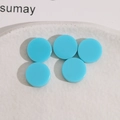 Detailed view of 13mm bright blue round resin flatback charms for DIY jewelry and phone cases - Sky Blue