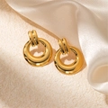 Orecchini minimalisti in acciaio al titanio con design tondo spesso e finitura oro 18 carati - Stile Anello (0350)