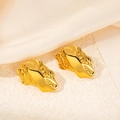 Irregular lava-shaped gold-plated wing earrings with a textured molten metallic finish - Lava Rock Stud Earrings (0323) / Gold