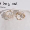 Handmade teardrop crystal bead pendants with gold wire wrapping for DIY jewelry making - Heart Style