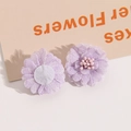 Close-up of handmade purple layered mesh flowers with pollen detail for DIY accessories - Light Purple