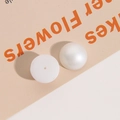 Detail view of 18mm pearl white resin flatback beads showing glossy finish and hole - White