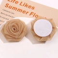 Beigefarbene Chiffon-Rosen aus Netzstoff mit Filzunterlage für DIY-Haarschmuck - Khaki
